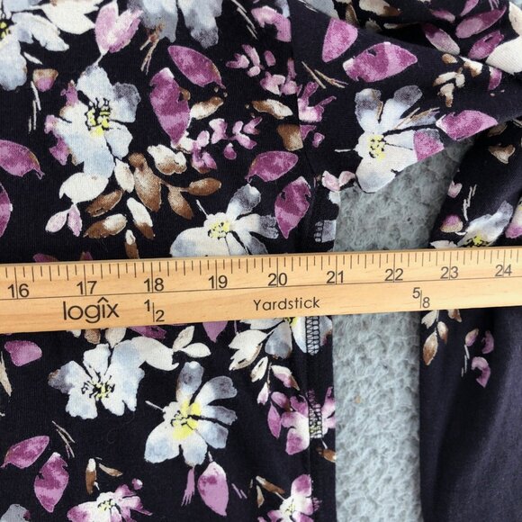 J Jill Top Womens Small Purple Floral Fit Relaxed Shirttail Modal Blend Tee Knit - Picture 8 of 10